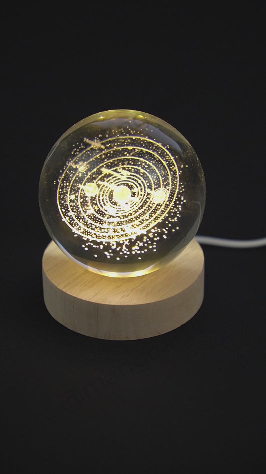 3D Crystal Ball Lamp with Galaxy Projections